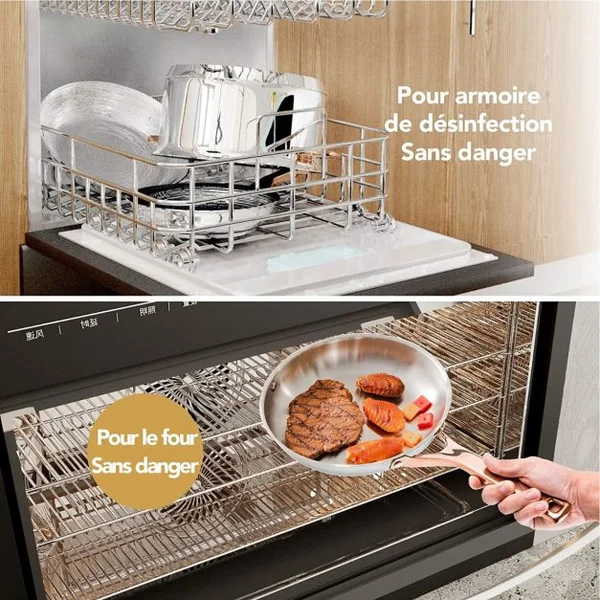11 Éléments de Batterie de Cuisine Casseroles et Poêles Professionnelles avec Couvercles Transparents