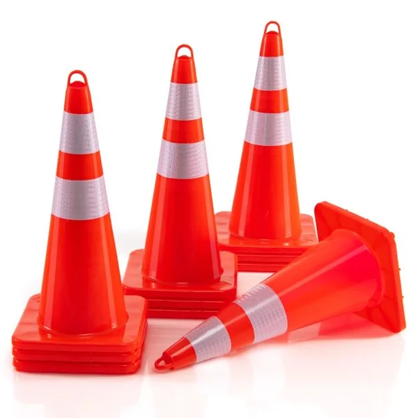 12 Cônes de Signalisation Réfléchissante H 72 cm en PVC pour Parking Trafic Route Terrain de Sport