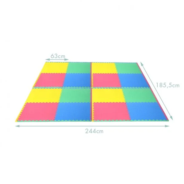 12 PCS de Tapis Puzzle pour Fitness en Mousse EVA Epaisse Conception Antidérapant Multicolore