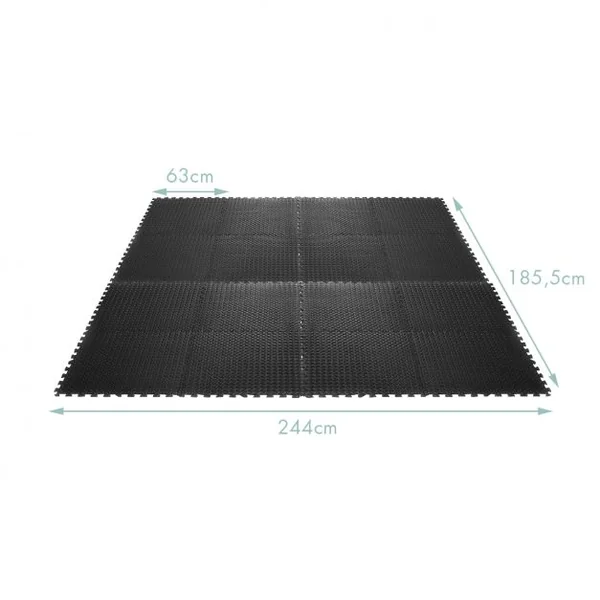 12 PCS de Tapis Puzzle pour Fitness en Mousse EVA Epaisse Conception Antidérapant Noir