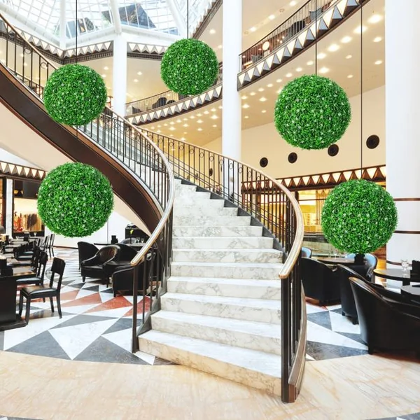 2 Boules 49 cm Plante Artificielle Topiaire UV-Proof Faux Plantes pour Intérieur et Extérieur