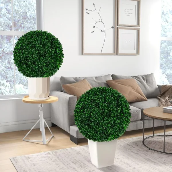 2 Boules de Buis Artificielles 52 cm Résistantes aux UV Plantes en Boules de Faux Topiaire Artificielles Décoratives pour Jardin