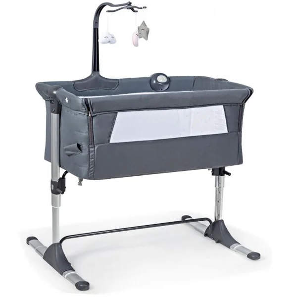 2 en 1 Berceau Cododo Bébé avec Matelas Hauteur Réglables Connecter avec Lit de Parent Arceau de Jeu Jusqu'à 9 KG