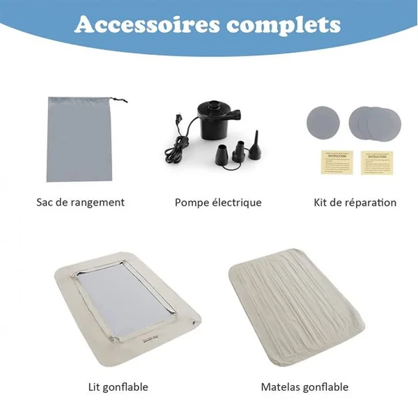 2 en 1 Lit Gonflable pour Enfants Auto-gonflage Rapide en 1 Minute Lit de Voyage Gonflable pour Enfants avec Matelas Amovible