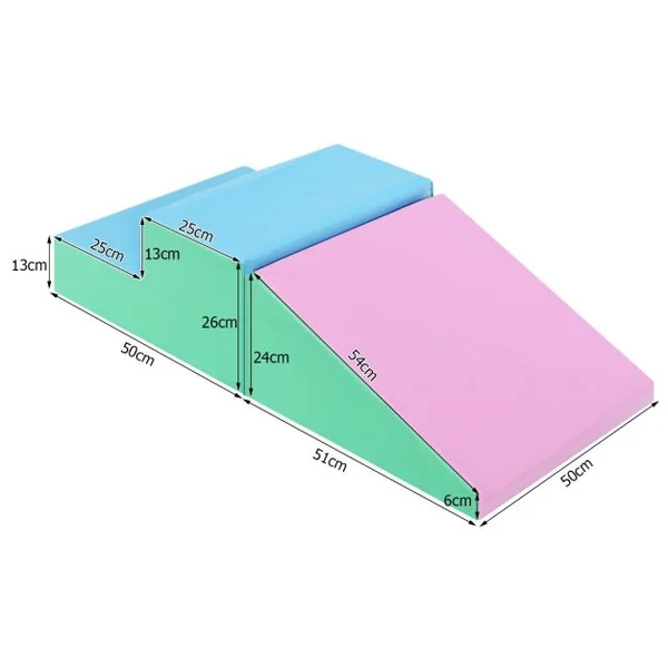 2 PCS Blocs de Construction en Mousse pour Tout-petits Antidé Jeu Educatif pour Grimper Glisser Ramper Rosé/Blanc/Bleu