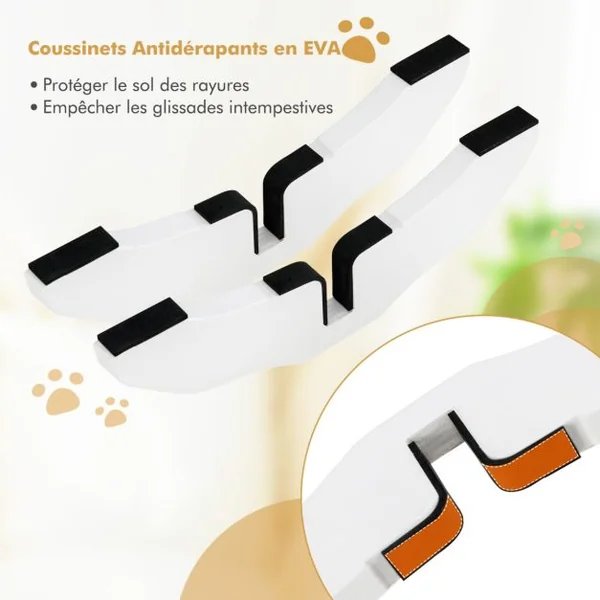 2 Supports de Pied en Bois pour Barrière pour Animaux de 2 CM d'Epaisseur Support de Barrière pour Stabilité Renforcée Marron/Blanc