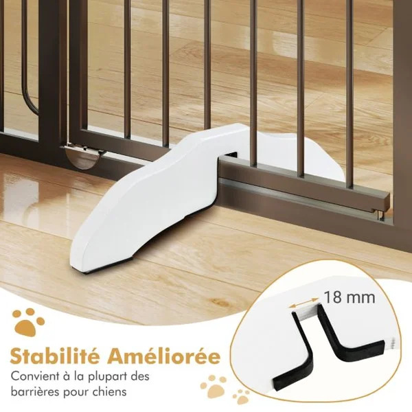 2 Supports de Pied en Bois pour Barrière pour Animaux de 2 CM d'Epaisseur Support de Barrière pour Stabilité Renforcée Marron/Blanc