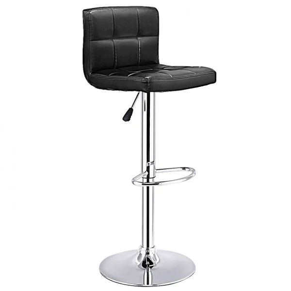 2 Tabourets de Bar en Simili Cuir et Métal Style Contemporain Repose-pieds Réglable Capacité 113kg 40x42x89-108cm Noir