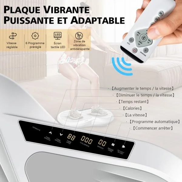 300W Plateformes Vibrantes/Oscillante avec Bandes de Résistance Amovibles et Télécommande