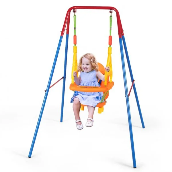 3 en1 Balançoire pour Enfants avec Portique et Siège avec Dossier Accoudoir et Ceinture Sécurité Charge Max. : 25 KG