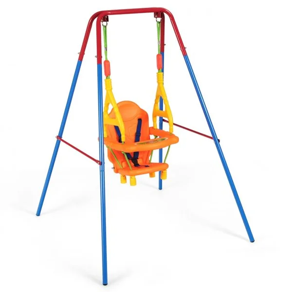 3 en1 Balançoire pour Enfants avec Portique et Siège avec Dossier Accoudoir et Ceinture Sécurité Charge Max. : 25 KG