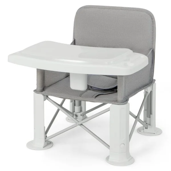 3 en 1 Siège Rehausseur Pliable Bébé avec Double Plateau Rotatif & Amovible Siège d'Appoint avec Harnais à 3 Points Charge 15 kg pour Enfants de 6-36 Mois
