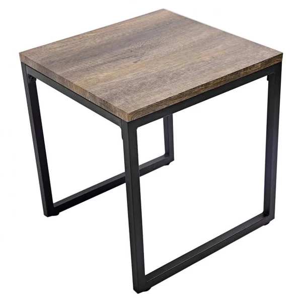 3 Tables Basses Gigognes Style Vintage Industriel en Mdf et Métal 90x44x50cm/lot de 2 Tables 40x39x40cm Naturel+Noir