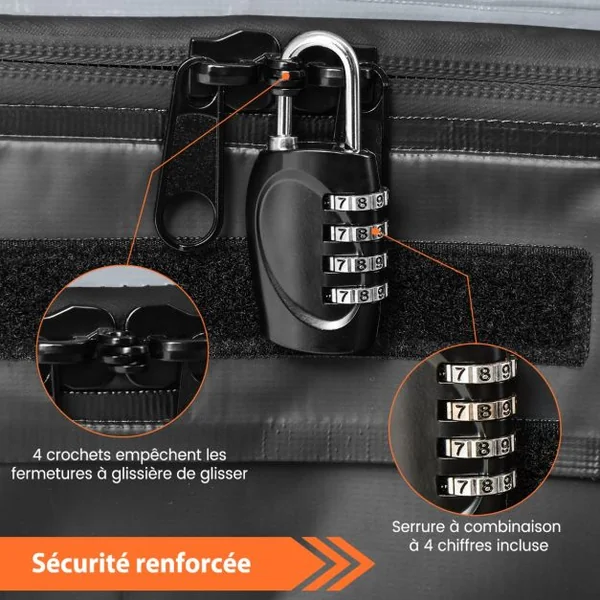424L Sac pour toit de voiture Transporteur de fret de toit Sac de bagages étanche avec Serrure Gris/Orange