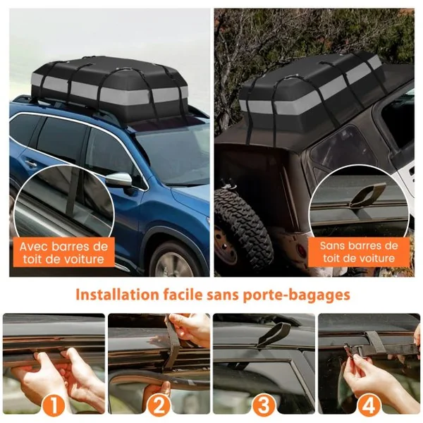 424L Sac pour toit de voiture Transporteur de fret de toit Sac de bagages étanche avec Serrure Gris/Orange
