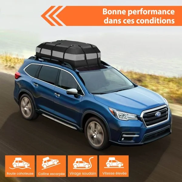 424L Sac pour toit de voiture Transporteur de fret de toit Sac de bagages étanche avec Serrure Gris/Orange
