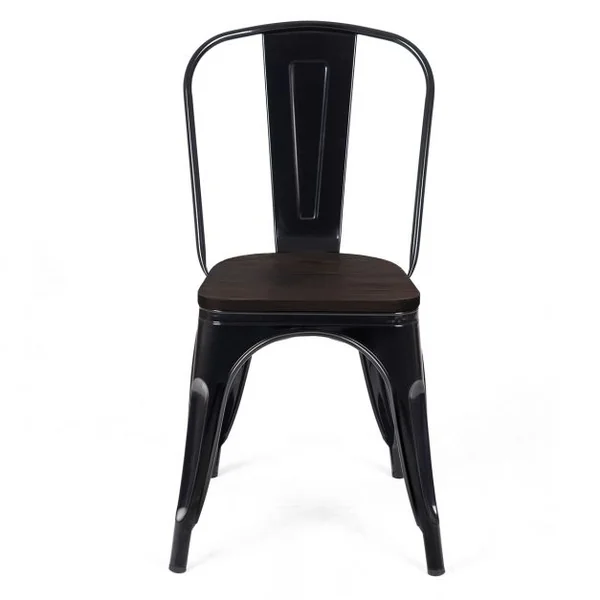 4 Chaises Salle à Manger Empilables Style Industriel en Acier 51x44x85,5cm Noir
