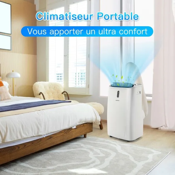 4 en 1 Climatiseur 16 à 32℃ 14000BTU R290 3 Modes Ventilateur Déshumidificateur et Rafraîchisseur Jusqu'à 40㎡ Classe Énergétique A