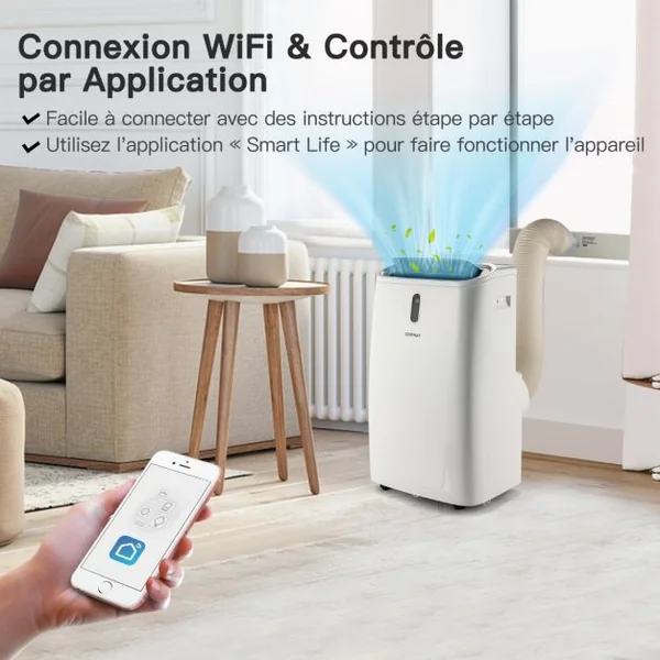 4 en 1 Climatiseur 16 à 32℃ 14000BTU R290 3 Modes Ventilateur Déshumidificateur et Rafraîchisseur Jusqu'à 40㎡ Classe Énergétique A
