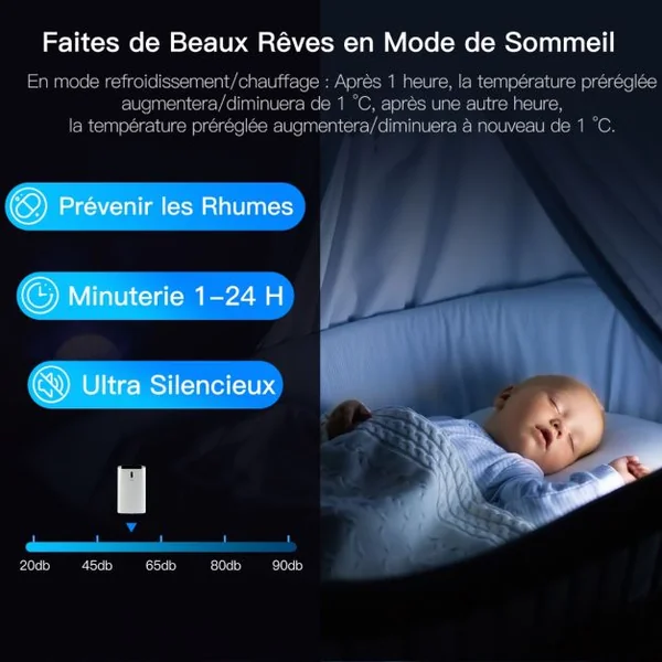 4 en 1 Climatiseur 16 à 32℃ 14000BTU R290 3 Modes Ventilateur Déshumidificateur et Rafraîchisseur Jusqu'à 40㎡ Classe Énergétique A