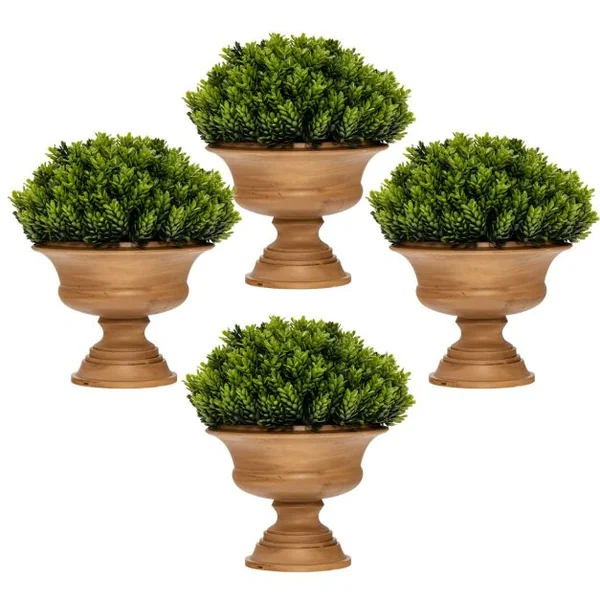 4 Plantes Artificielle en Pot Fausses Pomme de Pin Vertes Décoration pour Salon Bureau Chambre Interieur