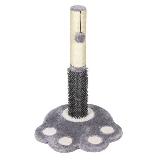 52 CM Poteau Griffoir pour Chat avec Colonne en Sisal Naturel Plaque de Massage Boule Suspendue et Jolie Plate-forme Gris