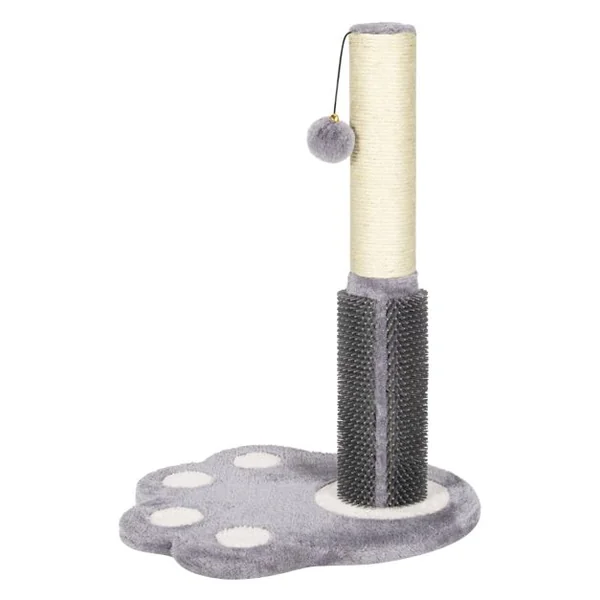 52 CM Poteau Griffoir pour Chat avec Colonne en Sisal Naturel Plaque de Massage Boule Suspendue et Jolie Plate-forme Gris