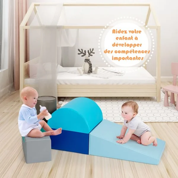 6 Blocs de Construction en Mousse PU+EPE Colorée pour Bébé Jouet Educatif Développement des Capacités Motrices modèle 1