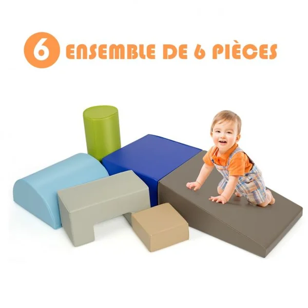 6 Blocs de Construction en Mousse PU+EPE Colorée pour Bébé Jouet Educatif Développement des Capacités Motrices modèle 3