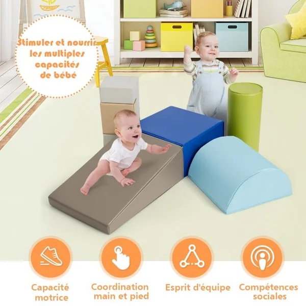 6 Blocs de Construction en Mousse PU+EPE Colorée pour Bébé Jouet Educatif Développement des Capacités Motrices modèle 3