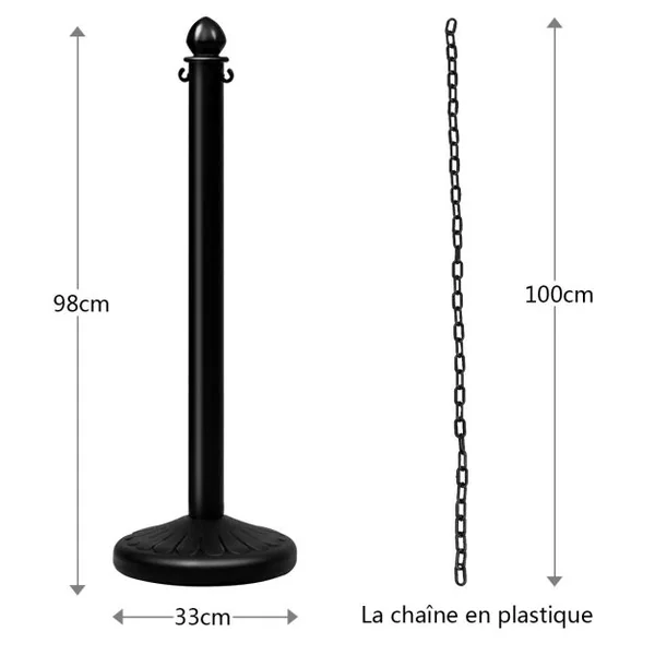 6 Poteaux de Guidage en Plastique avec 5 Chaînes Détachables Idéal pour Utilisation Intérieure et Extérieure Jaune