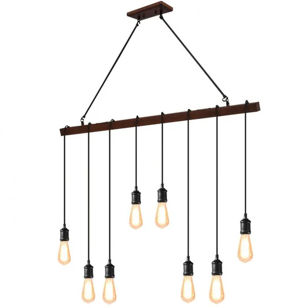 8 Lampes Suspension Luminaire Industriel pour Ampoule E27 avec Support en Barre Longueur Réglable