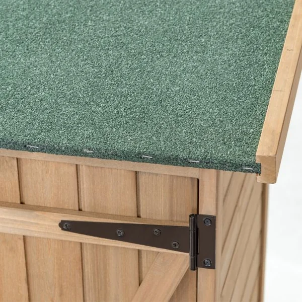 Abri de Jardin en Bois Cabane de Jardin Extérieur Double Portes avec Loquet Toit Incliné en Asphalte Cabanon Jardin Extérieur 140 x 50 x 162 cm Naturel