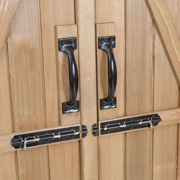 Abri de Jardin en Bois Cabane de Jardin Extérieur Double Portes avec Loquet Toit Incliné en Asphalte Cabanon Jardin Extérieur 140 x 50 x 162 cm Naturel