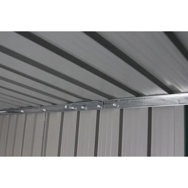 Abri de Jardin en Tôle Galvanisée Cabane de Rangement à Outils Porte Double 2 Aérations, 277x191x192cm, Gris et Blanc