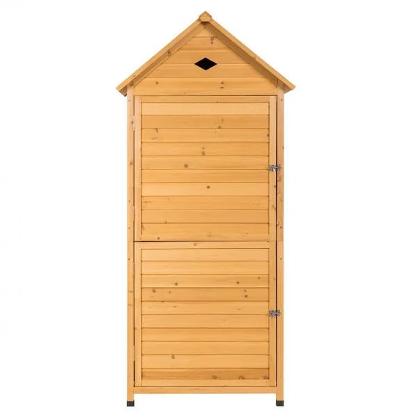 Abri de Jardin Extérieur à 5 Etagères Cabane Verrouillable en Bois de Sapin Toit en Tôle Galvanisée