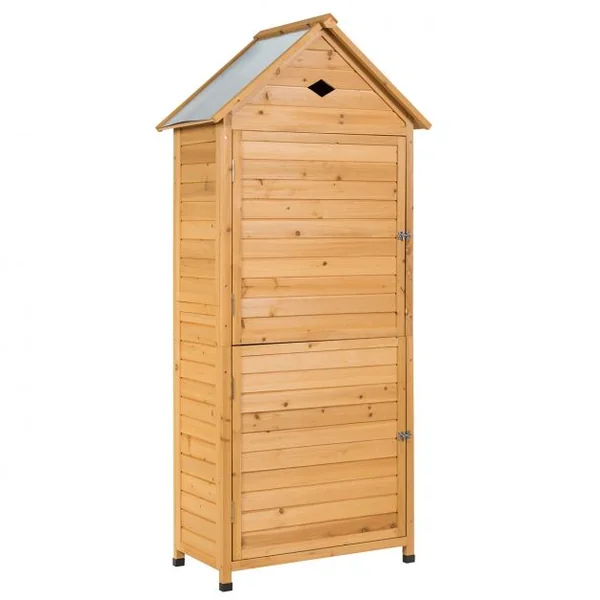 Abri de Jardin Extérieur à 5 Etagères Cabane Verrouillable en Bois de Sapin Toit en Tôle Galvanisée