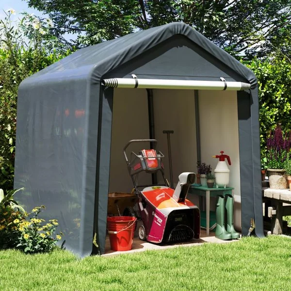 Abri de Vélos Extérieur de 240x195x214cm Abri de Garage Portable pour Motos Housse Imperméable avec Porte à Fermeture Éclair Gris