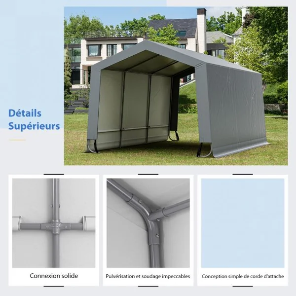 Abri Garage pour Voiture 290 x 490 cm Tente de Stockage en Acier Abri de Voiture Toutes Saisons pour SUV Bateau