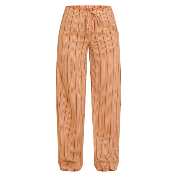 Abricot Pantalon En Coton À Rayures Fines Avec Taille Nouée Coordonné