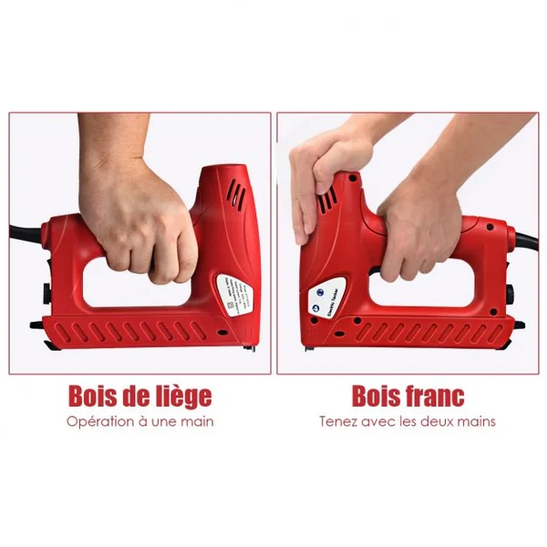 Agrafeuse/Cloueuse Electrique 2-en-1 avec 1200 Agrafes 1,4CM et 300 Clous de 1,5CM