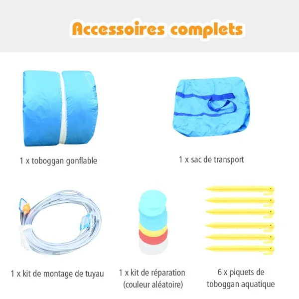 Aire de Jeux Gonflable avec 2 Toboggans 2 Pataugeoires 2 Canons Sac Kit de Réparation Formes de Crabe sans Gonfleur