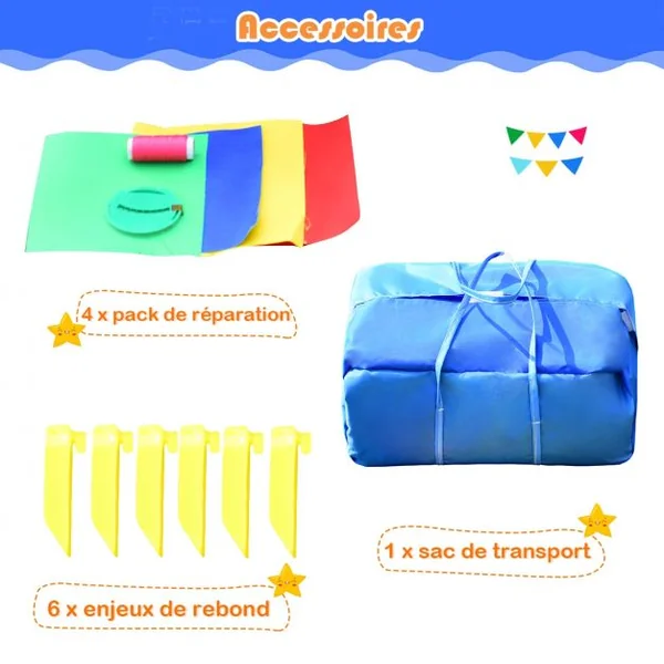 Aire de Jeux Gonflable avec 2 Toboggans Grand Mur d’Escalade Parc 5x2x2M Charge 80KG