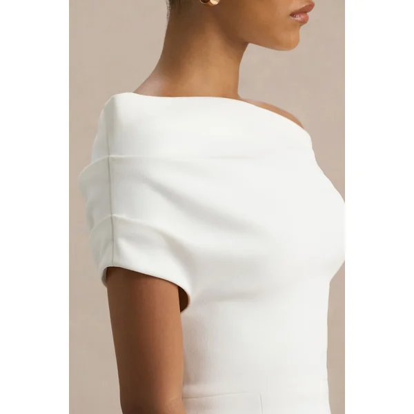 Alexandra | Combinaison blanche asymétrique drapée
