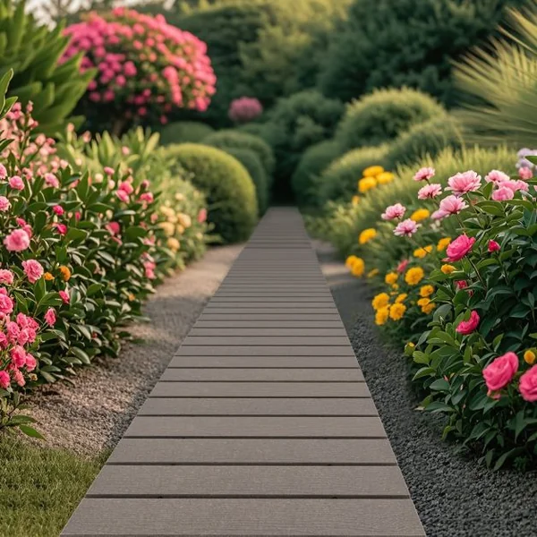 Allée de Jardin Résistante aux Intempéries Allée Droite Enroulable Promenade Décorative Connexion en Fil Métallique Gris