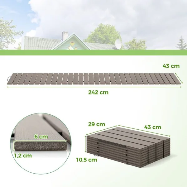 Allée de Jardin Résistante aux Intempéries Allée Droite Enroulable Promenade Décorative Connexion en Fil Métallique Gris