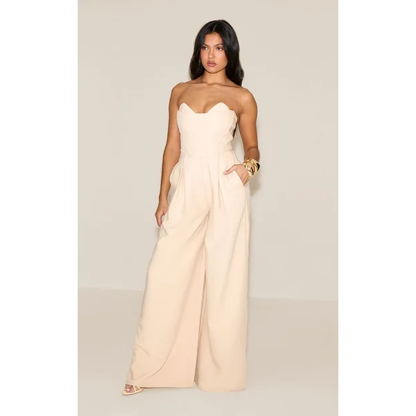 Amande Combinaison Pantalon Large Ajustée PLT Label Avec Détail Bustier Corset