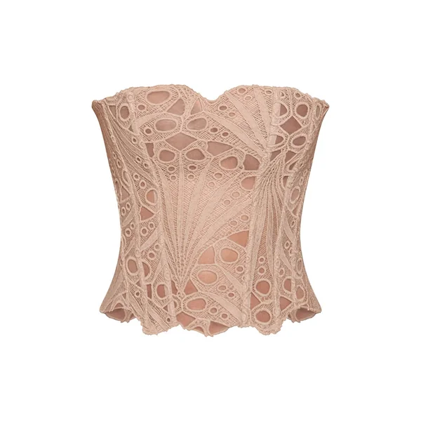 Amande Corset En Dentelle Florale Transparente Texturée
