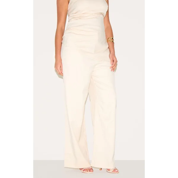 Amande Pantalon Large Tailleur Tissé Grande Taille Coordonné