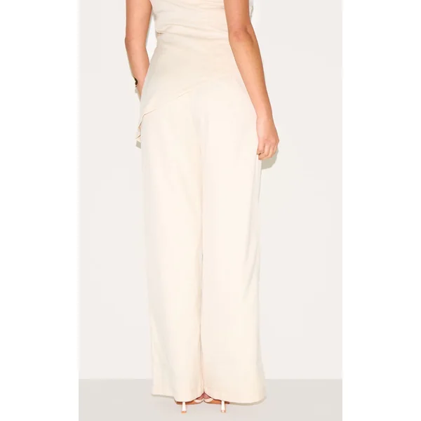 Amande Pantalon Large Tailleur Tissé Grande Taille Coordonné